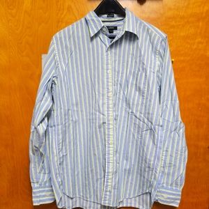 J. Crew Mens Button Down Casual Long Sleeve Shirt-Medium Blue and Green